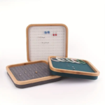 Golden Bamboo Ring Square Jewelry Display Tray, Earring Ring Display, (Grey) - Image 2