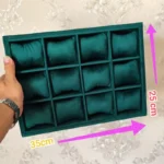 12 Watch Velvet Tray Jewelry Watch Drawer Stackable ( 2 in 1 Tray) (Green) - Image 4