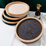 Bamboo Ring Round Jewelry Display Tray, Earring Ring Display, (Grey) - Image 4