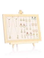 Earrings Dangler Eardrop Jeweler Rack Storage Hanging Photo Frame Board (Earring Board + Wooden Frame Stand)