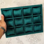 12 Watch Velvet Tray Jewelry Watch Drawer Stackable ( 2 in 1 Tray) (Green) - Image 2
