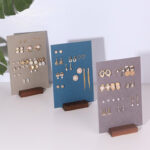 Earring - Holder Stand, Walnut Wood Base, Grey Wood Board, 32 Pairs Earring (Walnut Earring Stand)