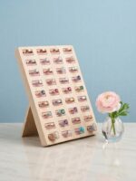 Premium Wooden Foldable Ring Display Tray Stand – Velvet Ring Organizer Holder for Jewelry Showcase, Storage & Retail Display (Pink)