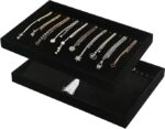 Chain Velvet Jewellery Drawer Organizer Tray Stackable Tray for Drawer (Black) (14 * 10 INCH)