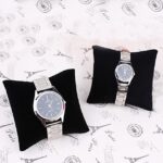 Small Bracelet Watch Pillow Bangle Cushions for Jewelry Displays, 4x3 inch (6, Black-Velvet)