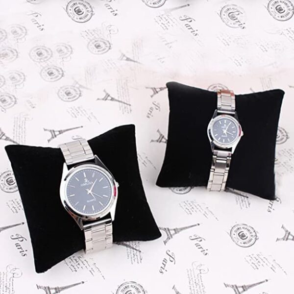 Small Bracelet Watch Pillow Bangle Cushions for Jewelry Displays, 4x3 inch (6, Black-Velvet)