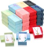 Cardboard Fancy Earring Box with Foam Insert Jewelry Packaging Box for Earrings, Studs, Tops, Rings & Small Gifts (2 x 3 Inch (24 Pcs Multicolour)