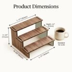 3-Tier Stepped Wooden Display Shelf Rack – Natural Wood Grain Handcrafted Desktop Organizer for Perfume, Succulents, Cosmetics, Collectibles, Jewelry & Retail Showcase Display (3 Step Rizer) - Image 2