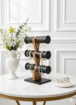 3 Roll Black Wooden Bangle Display Stand (Black)