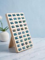 Premium Wooden Foldable Ring Display Tray Stand – Velvet Ring Organizer Holder for Jewelry Showcase, Storage & Retail Display (Green)