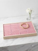 Velvet Jewelry Display Tray for Bangles & Kada | Premium Beige Jewelry Organizer Tray | Bangle Display Holder & Jewelry Showcase for Home, Jewelry Shop, Counter & Exhibition