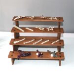 3-Tier Stepped Wooden Display Shelf Rack – Natural Wood Grain Handcrafted Desktop Organizer for Perfume, Succulents, Cosmetics, Collectibles, Jewelry & Retail Showcase Display (4 Step Rizer)
