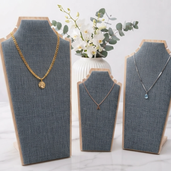 Chain Display Stand 3 Size Jewelry Holder for Necklace, Chain, Pendant & Choker Display | Grey Combo (9, 11 & 13 Inch) 3 Pcs