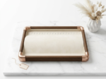 Premium Wooden Velvet Jewelry Organizer Tray with Metal Frame, Beige | Ring, Earrings, Necklace, Bracelet & Watch Storage Display Tray (Chain) - Image 2