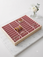 Velvet Jewelry Display Tray for Bangles & Kada | Premium Beige Jewelry Organizer Tray | Bangle Display Holder & Jewelry Showcase for Home, Jewelry Shop, Counter & Exhibition - Image 2