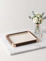 Wooden Velvet Jewelry Organizer Tray, Green, 2 Pieces | Rectangular, Designer Style, For Rings, Earrings, Necklaces and Bracelets (Serving) - Image 2