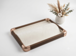 Premium Wooden Velvet Jewelry Organizer Tray with Metal Frame, Beige | Ring, Earrings, Necklace, Bracelet & Watch Storage Display Tray (Chain) - Image 4