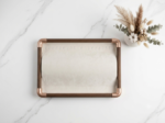 Premium Wooden Velvet Jewelry Organizer Tray with Metal Frame, Beige | Ring, Earrings, Necklace, Bracelet & Watch Storage Display Tray (Chain) - Image 5