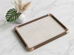 Premium Wooden Velvet Jewelry Organizer Tray with Metal Frame, Beige | Ring, Earrings, Necklace, Bracelet & Watch Storage Display Tray (100 Ring) - Image 3