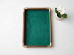 Premium Wooden Velvet Jewelry Organizer Tray with Metal Frame, Beige | Ring, Earrings, Necklace, Bracelet & Watch Storage Display Tray (Serving) - Image 2