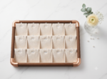 Premium Wooden Velvet Jewelry Organizer Tray with Metal Frame, Beige | Ring, Earrings, Necklace, Bracelet & Watch Storage Display Tray - Image 3