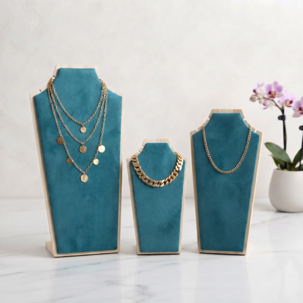 Chain Display Stand 3 Size Jewelry Holder for Necklace, Chain, Pendant & Choker Display | Green Combo (9, 11 & 13 Inch) 3 Pcs
