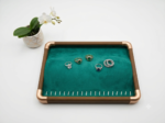Premium Wooden Velvet Jewelry Organizer Tray with Metal Frame, Beige | Ring, Earrings, Necklace, Bracelet & Watch Storage Display Tray (Chain) - Image 4