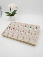 Velvet Jewelry Display Tray for Chains & Pendants | Premium Beige Jewelry Organizer Tray | 18 P-Set Showcase for Home, Shop & Exhibition