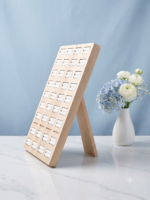 Premium Wooden Foldable Ring Display Tray Stand – Velvet Ring Organizer Holder for Jewelry Showcase, Storage & Retail Display (Beige) - Image 3