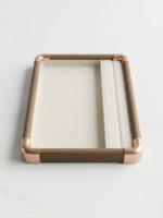 Premium Wooden Velvet Jewelry Organizer Tray with Metal Frame, Beige | Ring, Earrings, Necklace, Bracelet & Watch Storage Display Tray (3 in 1) - Image 5