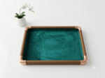 Premium Wooden Velvet Jewelry Organizer Tray with Metal Frame, Beige | Ring, Earrings, Necklace, Bracelet & Watch Storage Display Tray (Serving) - Image 3
