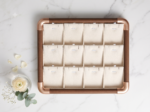 Premium Wooden Velvet Jewelry Organizer Tray with Metal Frame, Beige | Ring, Earrings, Necklace, Bracelet & Watch Storage Display Tray