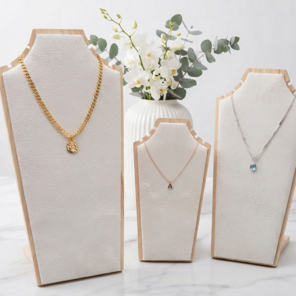 Chain Display Stand 3 Size Jewelry Holder for Necklace, Chain, Pendant & Choker Display | Beige Combo (9, 11 & 13 Inch) 3 PcsV