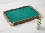 Premium Wooden Velvet Jewelry Organizer Tray with Metal Frame, Beige | Ring, Earrings, Necklace, Bracelet & Watch Storage Display Tray (100 Ring) - Image 3