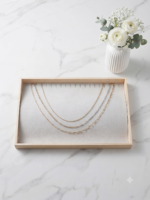 Velvet Jewelry Display Tray for Chains, Necklaces & Bracelets | Premium Beige Jewelry Organizer Tray | Chain, Necklace & Bracelet Display Holder for Home, Jewelry Shop, Counter & Exhibition - Image 4