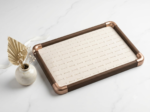 Premium Wooden Velvet Jewelry Organizer Tray with Metal Frame, Beige | Ring, Earrings, Necklace, Bracelet & Watch Storage Display Tray (100 Ring) - Image 6
