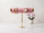 Metal Velvet Bangle Display Stand – Premium Jewelry Holder for Bangles, Bracelets & Watches | Elegant Countertop Showcase for Home & Retail Display (Pink)
