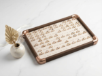 Premium Wooden Velvet Jewelry Organizer Tray with Metal Frame, Beige | Ring, Earrings, Necklace, Bracelet & Watch Storage Display Tray (100 Ring) - Image 2