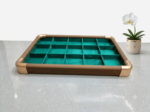 Premium Wooden Velvet Jewelry Organizer Tray with Metal Frame, Beige | Ring, Earrings, Necklace, Bracelet & Watch Storage Display Tray (15 Slot) - Image 7