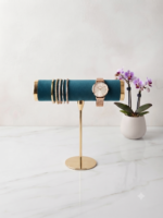Metal Velvet Bangle Display Stand – Premium Jewelry Holder for Bangles, Bracelets & Watches | Elegant Countertop Showcase for Home & Retail Display (Green)
