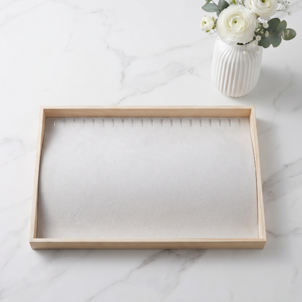 Velvet Jewelry Display Tray for Chains, Necklaces & Bracelets | Premium Beige Jewelry Organizer Tray | Chain, Necklace & Bracelet Display Holder for Home, Jewelry Shop, Counter & Exhibition