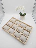 Jewelry Display Tray for Earrings & Rings | Decorative Jewelry Storage Organizer | Stud Earring Display Holder | Velvet Jewelry Showcase Tray for Home, Shop & Exhibition (Beige, 12 Pillow) - Image 2