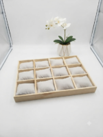 Jewelry Display Tray for Earrings & Rings | Decorative Jewelry Storage Organizer | Stud Earring Display Holder | Velvet Jewelry Showcase Tray for Home, Shop & Exhibition (Beige, 12 Pillow) - Image 4