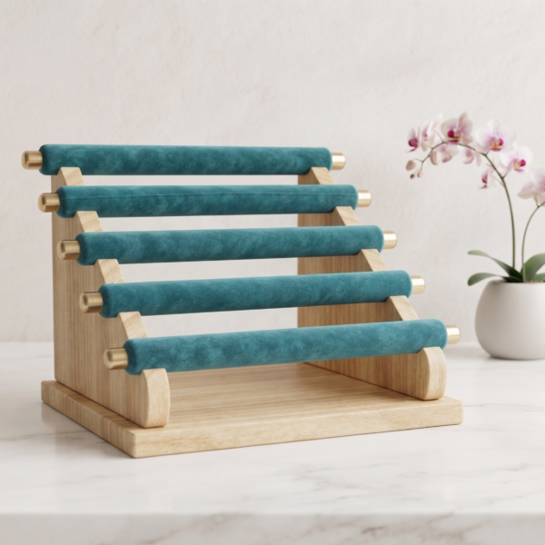 5 Layer Wooden Ring Display Stand | Multi-Use Jewelry Ring Holder Organizer | Premium Ring Showcase Display for Home, Retail Shop, Counter & Exhibition