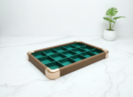 Premium Wooden Velvet Jewelry Organizer Tray with Metal Frame, Beige | Ring, Earrings, Necklace, Bracelet & Watch Storage Display Tray (15 Slot) - Image 4