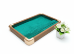 Premium Wooden Velvet Jewelry Organizer Tray with Metal Frame, Beige | Ring, Earrings, Necklace, Bracelet & Watch Storage Display Tray (3 In 1) - Image 3