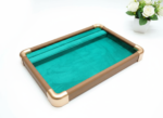 Premium Wooden Velvet Jewelry Organizer Tray with Metal Frame, Beige | Ring, Earrings, Necklace, Bracelet & Watch Storage Display Tray (3 In 1) - Image 5