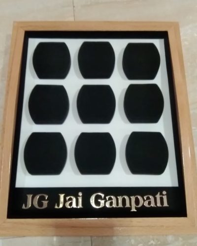 Wooden Polished Jewellery Ring Display Tray with Name "Jai Ganpati"